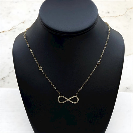 14K YG Diamond Infinite Set Jewelry / 3.8 gr / 1.8mm / 18in / Wt Dia