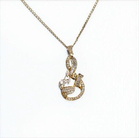 22K Yellow Gold Symbol Of Music/Flower Pendant With Zirconia / 5.2gr