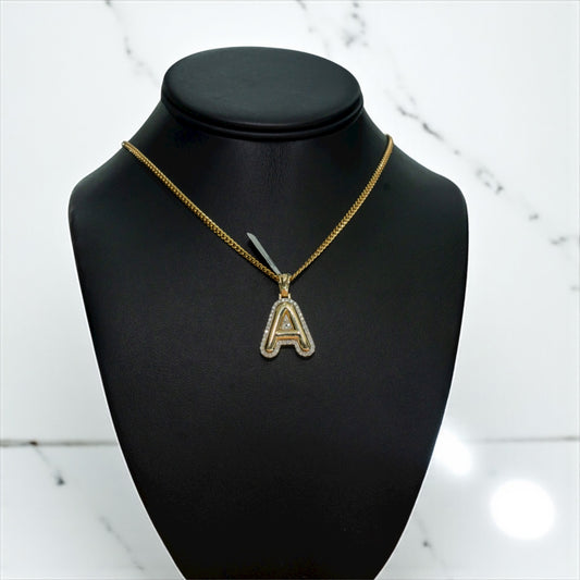 10K Yellow Gold Letter A Pendant With Diamond 0.57Ct / 5.6gr