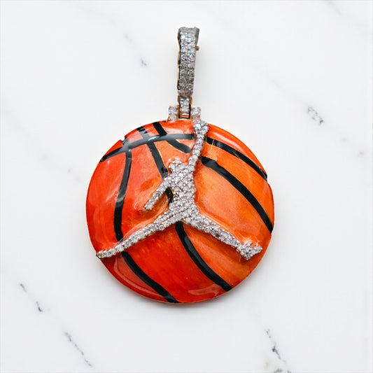 Basketball Pendant 10K Yellow Gold With Diamond / 0.40Ct Dia / 9.2gr