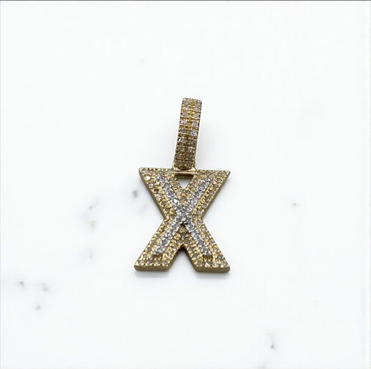 10K Yellow Gold Letter X Pendant With Diamond 0.25 / 1.5gr