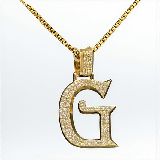 Letter G Pendant 14K Yellow Gold With Diamond / 3.9gr