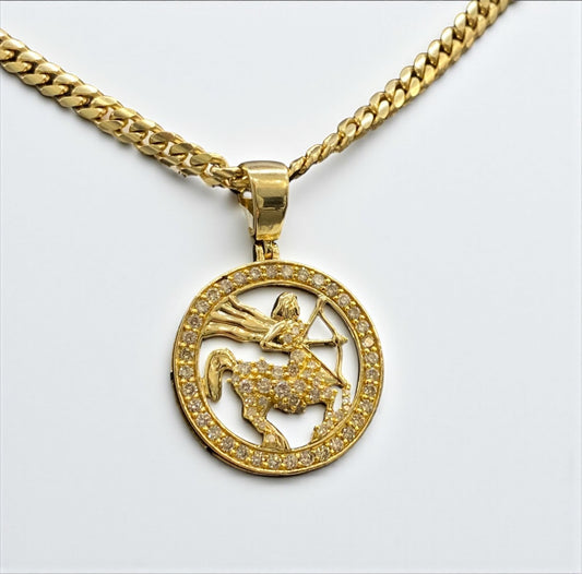 Sagittarius Sign Pendant 10K Yellow Gold With Diamond / 1.57Ct Dia/ 5.5gr