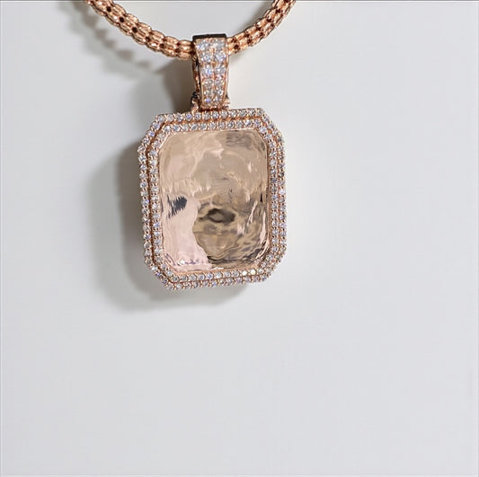 14K Rose Gold Diamond Square Pendant 2.17Ct / 10.2gr