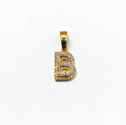 10K Yellow Gold Diamond Letter B Pendant / 2gr