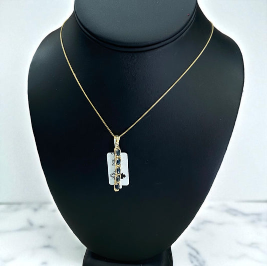 14K Yellow Gold Luxury Pendant With Sapphire / 2gr