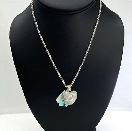 10K Yellow Gold Diamond Heart Pendant 0.90Ct/ 3.7gr