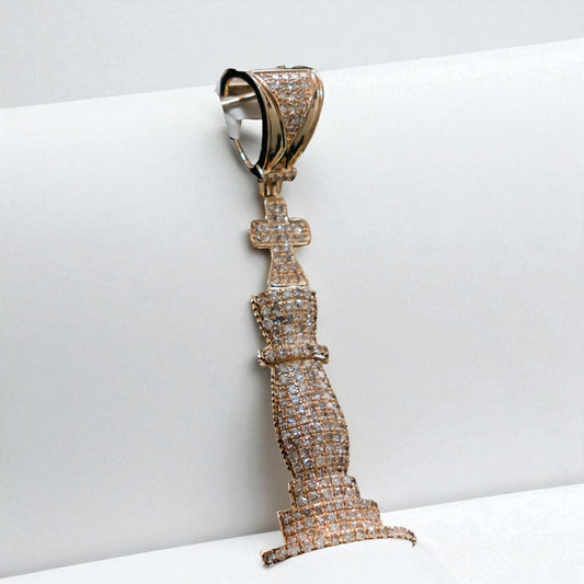 Chess King Pendant 14K Yellow Gold With Diamond / 1.44Ct Dia/ 7gr