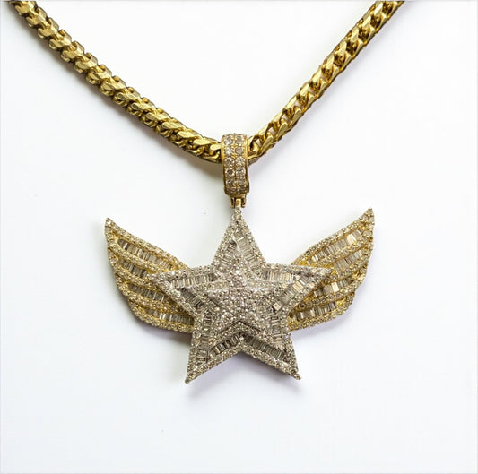 Angel Star Pendant 14K Yellow Gold With Diamond 4,02ct / 16gr