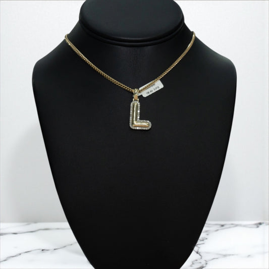 10K Yellow Gold Letter L Pendant With Diamond 0.47 / 4gr
