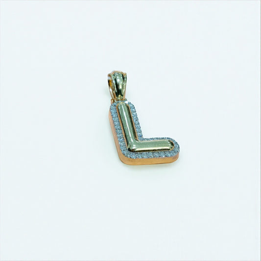 10K Yellow Gold Letter L Pendant With Diamond 0.47 / 4gr