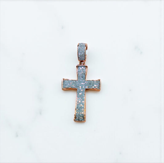 10K Rose Gold Cross Diamond Pendant 0.91Ct / 5.1gr