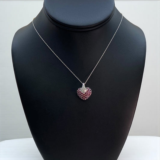 18K White Gold Pink Sapphire Jewelry Set With Diamond / 5.1gr