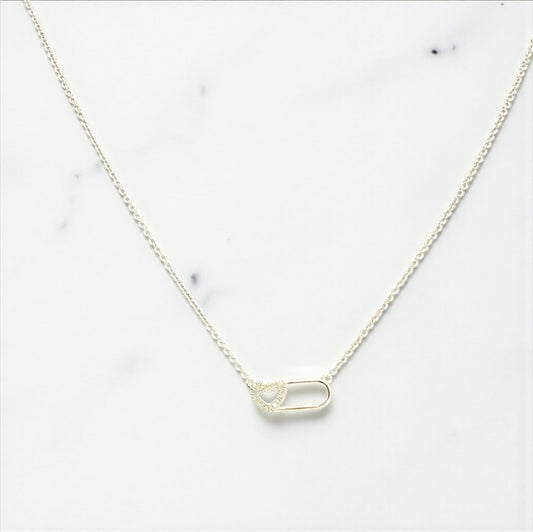 14K White Gold Diamond Little Heart Jewelry Set 0.05Ct / 1.6gr