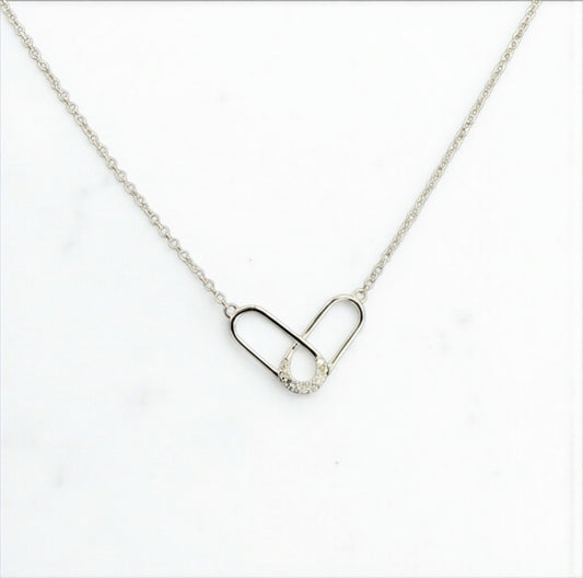 14K White Gold Diamond Heart Jewelry Set 0.03Ct / 1.7gr