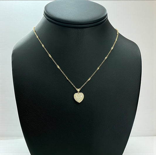 14K Yellow Gold Diamond Heart Jewelry Set 0.75Ct / 3gr