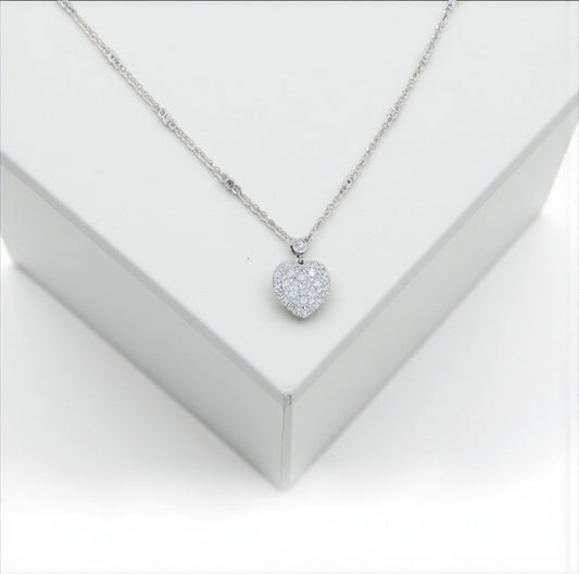 14K White Gold Diamond Heart Jewelry Set 0.75Ct / 3.1gr