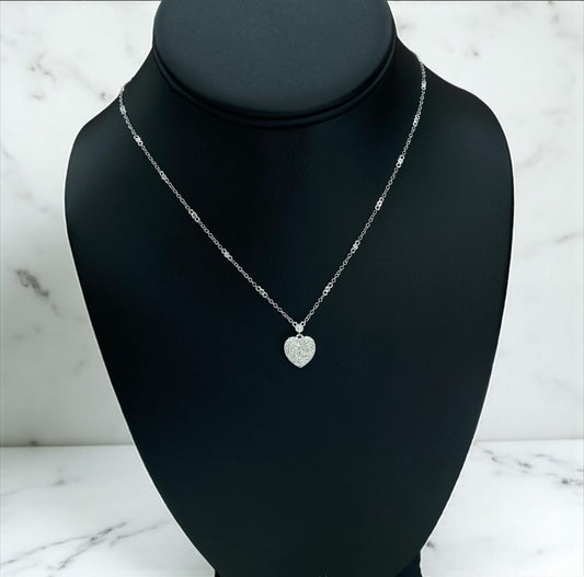 14K White Gold Diamond Heart Jewelry Set 0.75Ct / 3.1gr