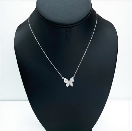 14K White Gold Diamond Butterfly Jewelry Set 0.75Ct / 3gr