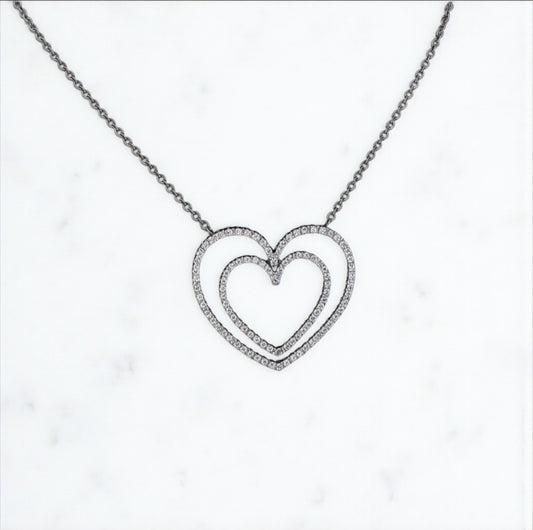 18K White Gold Diamond Big Heart Jewelry Set 1.59Ct / 12gr