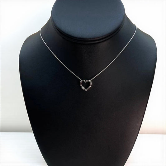 14K White Gold Heart Jewelry Set With Diamond / 5.1gr