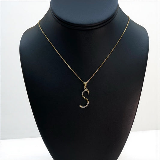 10K Yellow Gold Letter S Jewelry Set With Diamond / 2.5gr
