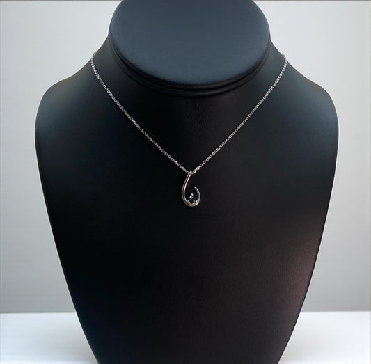 14K White Gold Blue Diamond Jewelry Set / 3.5gr