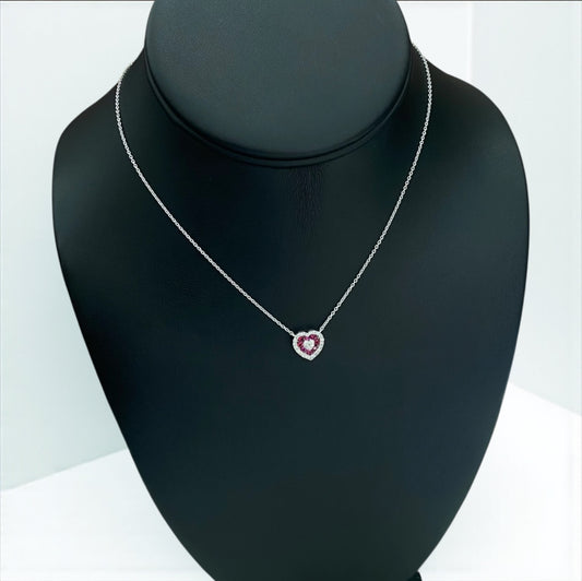 14K White Gold Diamond Heart Jewelry Set 0.55Ct / 2.4gr