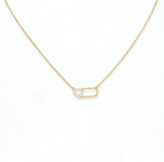 14K Yellow Gold Diamond Little Heart Jewelry Set 0.03Ct / 1.7gr