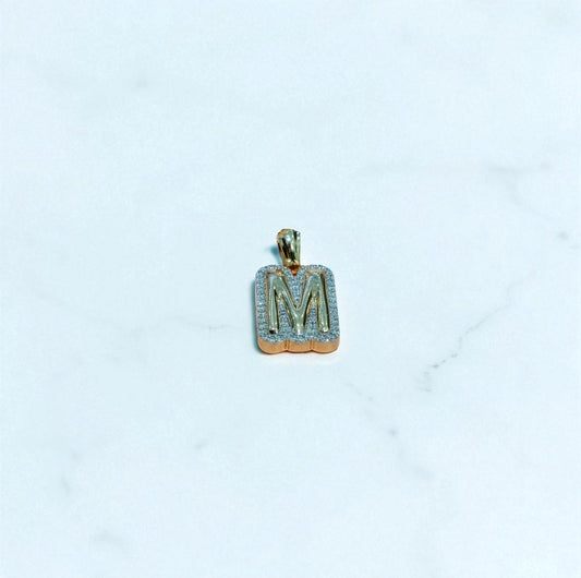 10K Yellow Gold Letter M Pendant With Diamond 0.61Ct / 5.4gr