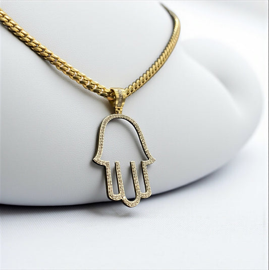 Hand Pendant 10K Yellow Gold With Diamond / 3.1gr