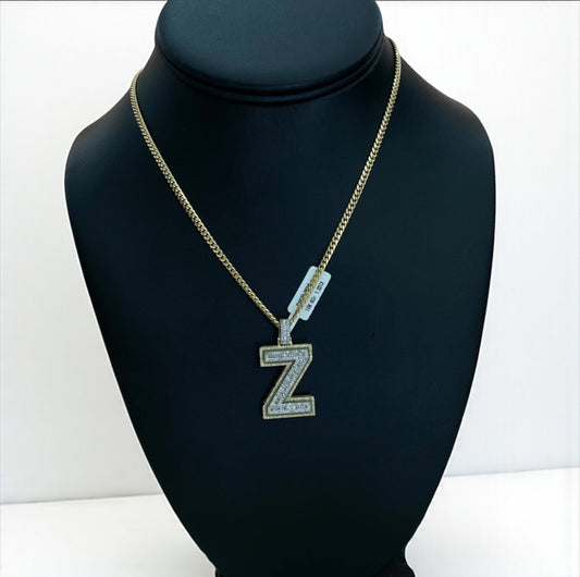 10K Yellow Gold Letter Z Pendant With Diamond 1.03Ct / 6gr