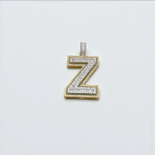 10K Yellow Gold Letter Z Pendant With Diamond 1.03Ct / 6gr