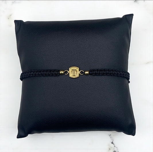 18K Yellow Gold Tejida Letter T Bracelet Adjustable / 0.42gr