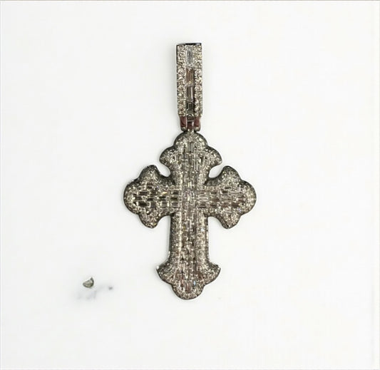 18K Yellow Gold Cross Pendant With Diamond 0.82Ct / 6.7gr