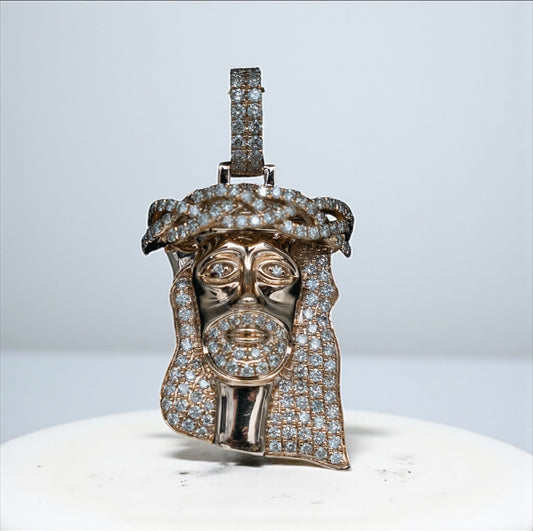 Jesus Pendant 14K Yellow Gold With Diamond / 2.85Ct Dia / 12.6gr