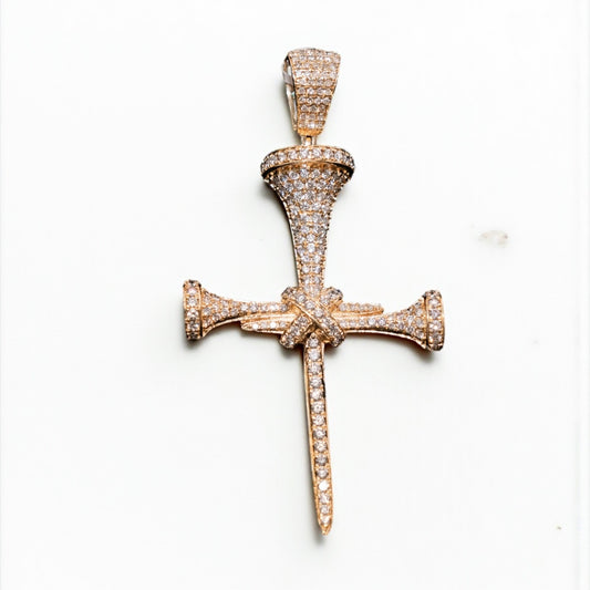 Diamond Sword Cross Pendant 14K Yellow Gold / 3.35Ct Dia / 13.8gr