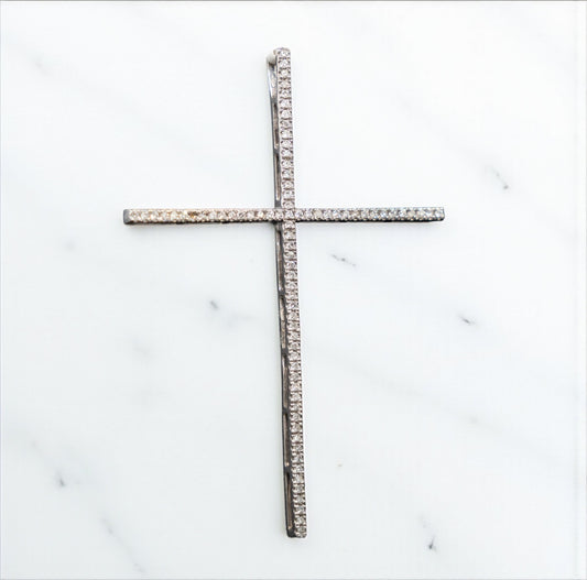 Diamond Cross Pendant 14K White Gold / 0.20Ct Dia / 2.7gr
