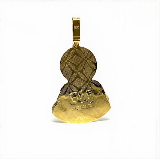 10K Yellow Gold San Judas Pendant 1.35Ct Lab Dia / 54.3gr / 3in