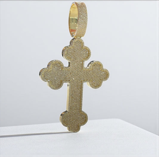 10K Yellow Gold Diamond Cross Pendant 1.89Ct Dia / 12.7gr