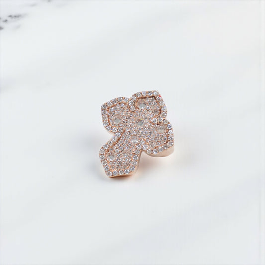 10K RG Reverse Diamond Cross Rings / 7.7gr / Sz 10 / D-2.15Ct