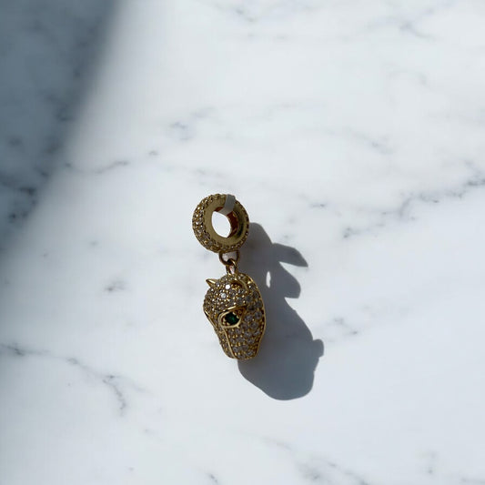 14K Yellow Gold Leopard Pendant With Zirconia / 2.8gr