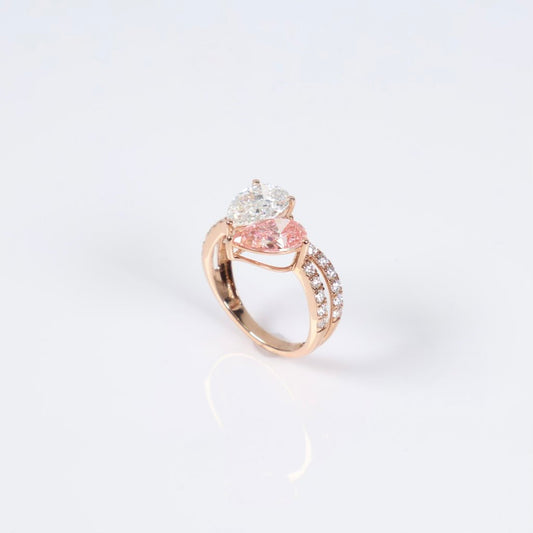 14K RG Lab Diamond Double Pear Cut Engagement Ring / 2.82gr / Sz 6.5 / 3.56Ct Lab / VS / F
