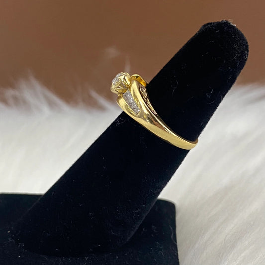 14K Yellow Gold Diamond Fashion Engagement Ring Ct Dia / 4gr / Size 4.5
