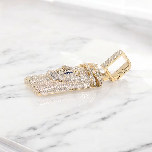 10K YG Diamond Jesus Face Cry Pendant / 80.4gr / 3.6in / 18Wt Dia