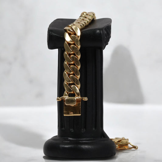 14K YG Cuban Links Bracelet / 85.7gr / 11.3mm / 8 1/4in /