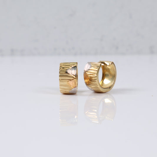 14K Three Colour Gold Fashion Hoop Earrings / 3gr