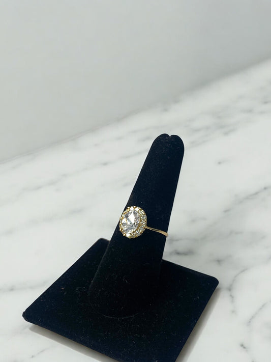 14K Yellow Gold Whitestone Ring With Zirconia / 2gr / Size 7