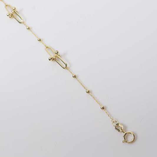 14K YG Little Tiffs Bracelet / 1.3gr / 0.5mm / 7.5in /