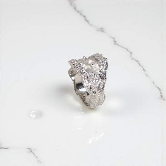 10K WG Diamond Jesus Face Rings / 13.59gr / Sz 9 3/4 / D-1.25Ct